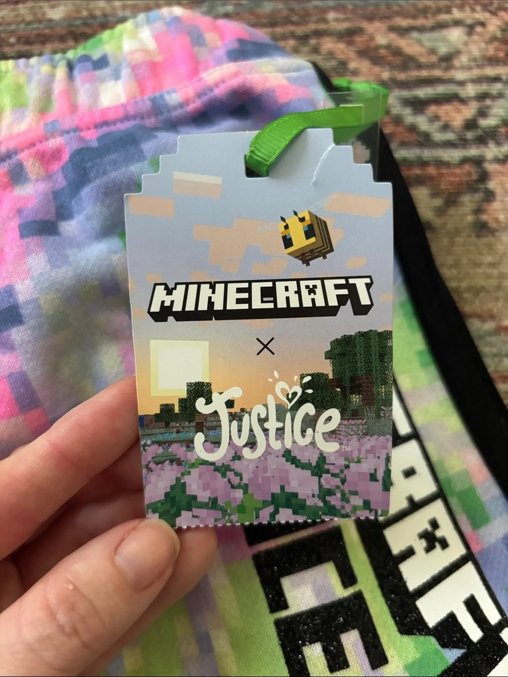Minecraft Justice Girls' Pixel Print Active Shorts - Multicolor NWT